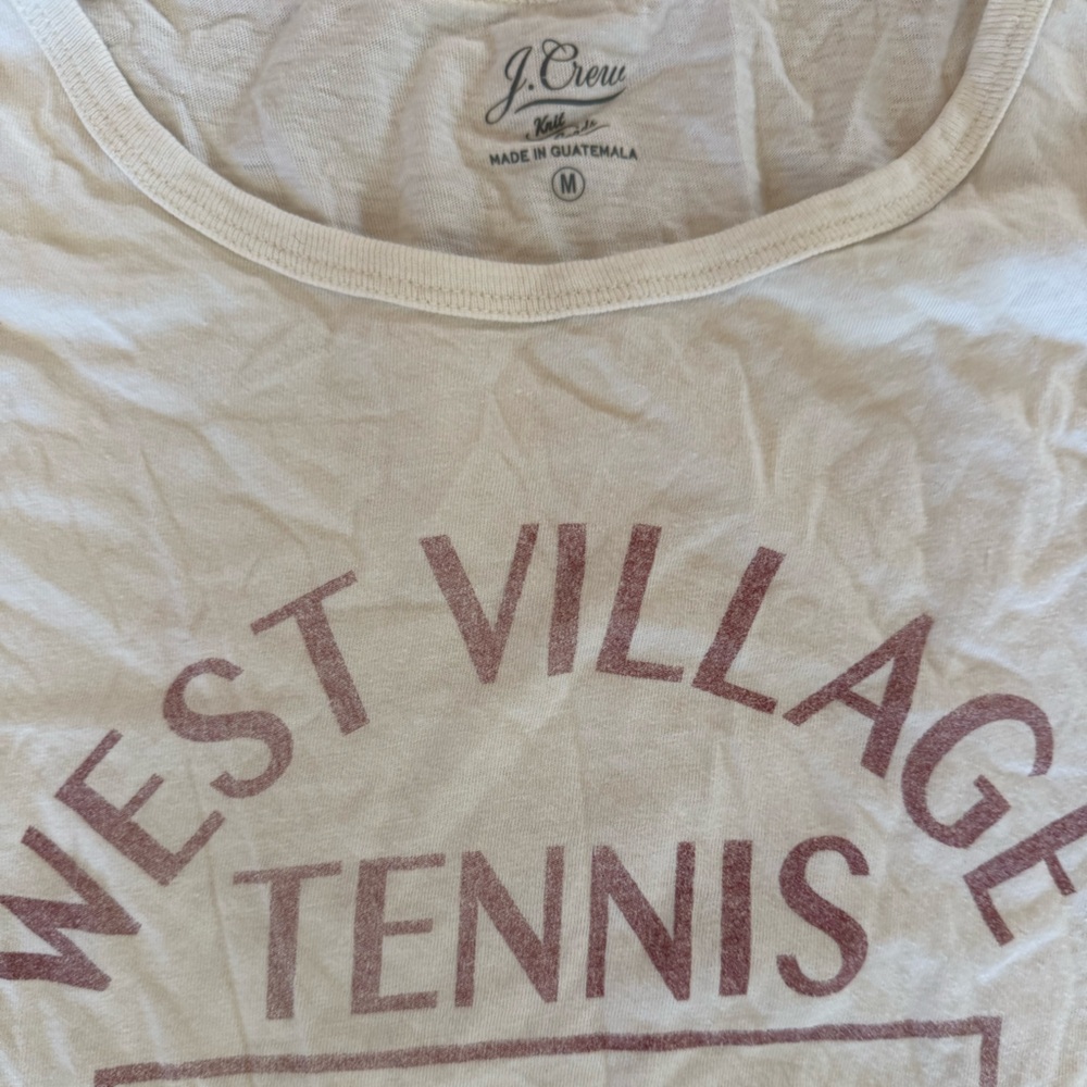 J. Crew Cream Tee with Purple Graphic - Picture 2 of 2